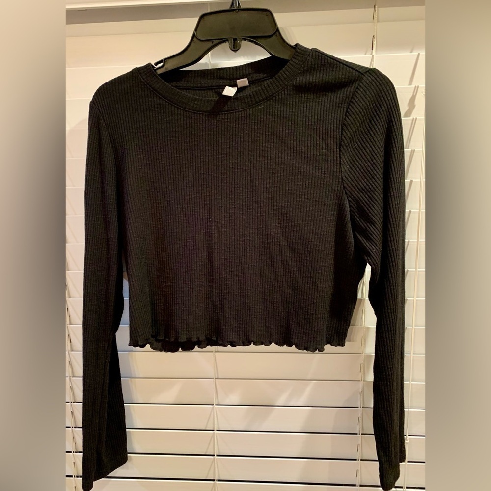 ASOS Basic Black Ribbed Knit Crop Top Size 12